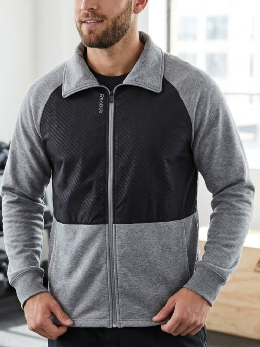 Reebok Men's Athletic Track Play Dry Jacket Casual Full-Zip Sportswear Size XL